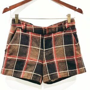 Theory Wool Plaid Mini Shorts